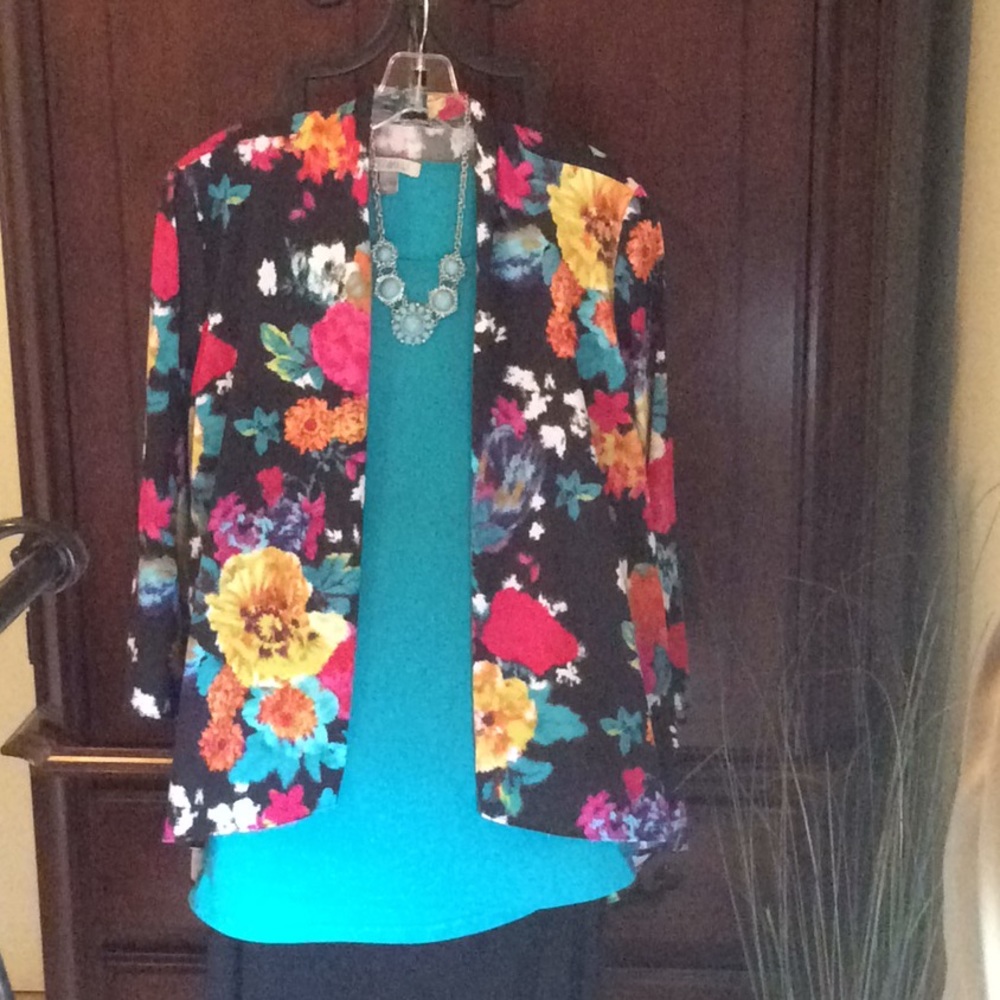 Floral print women’s open front cardigan